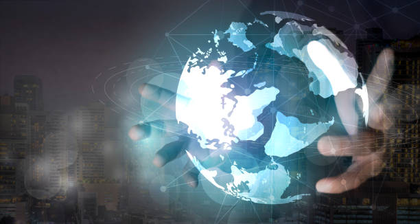 istock global connection and social network of databases. Social media technology online Connect 1344214714