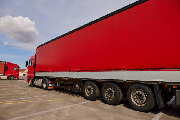 istock Large truck with semi trailer 1344215558