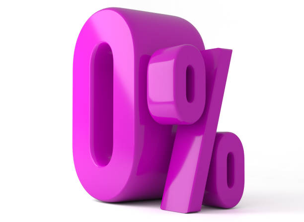 0% d’illustration 3d. offre spéciale rose zéro pour cent sur fond blanc - costless photos et images de collection