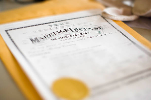 istock Marriage License Closeup Detail with Selective Focus 134421834