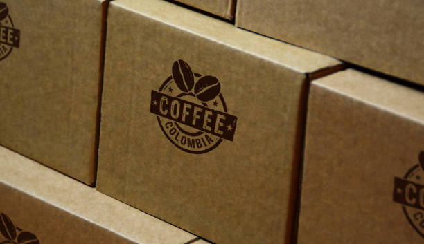 istock Coffee Colombia stamp and stamping 1344219199