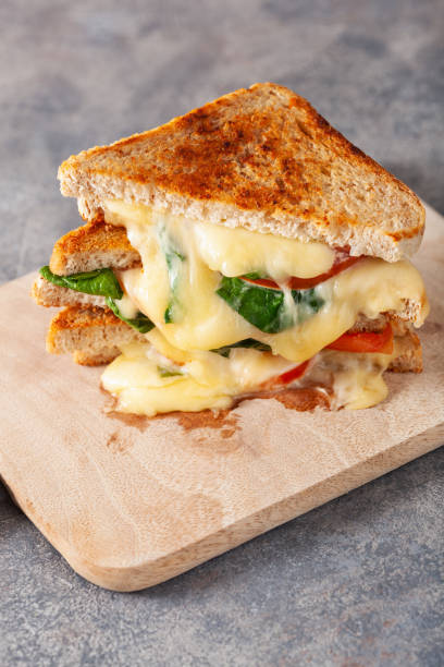 istock grilled cheese spinach and tomato sandwich on concrete background 1344221846