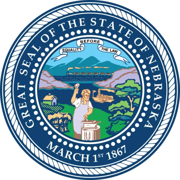 Vector illustration of Great seal of the state of Nebraska, USA