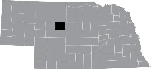 Vector illustration of Location map of the Thomas County of Nebraska, USA