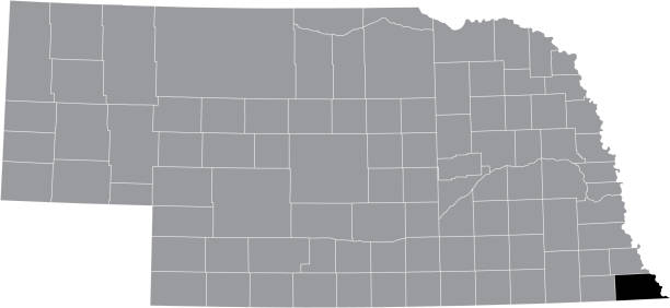 illustrazioni stock, clip art, cartoni animati e icone di tendenza di mappa di localizzazione della contea di richardson del nebraska, stati uniti - nebraska lincoln nebraska map physical geography