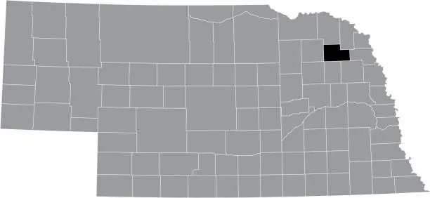 Vector illustration of Location map of the Wayne County of Nebraska, USA