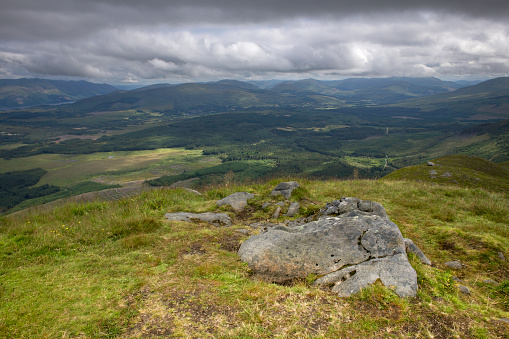 View from near Snake Road, outside Glossop, looking west with Manchester just visible in the far distance.