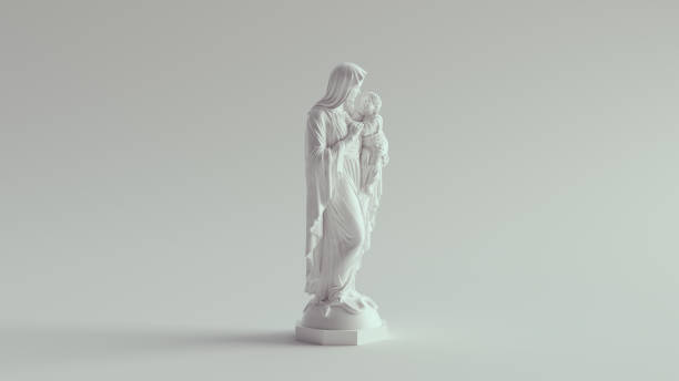 marie blanche mère un enfant bébé jésus statue marbre art religion christ sculpture - statue angel marble white photos et images de collection