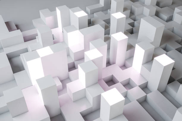 istock Abstract white geometric background with cubes. Design and landing page concept. 3D Rendering. 1344231223