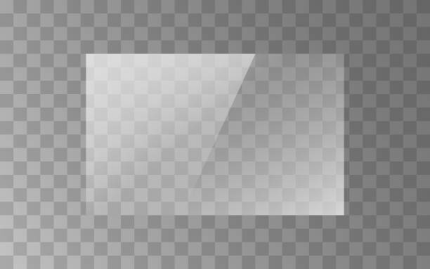 векторная png текстура прямоугольной стеклянной пластины, зеркала, окна, изолированного на прозрачном фоне - отражение stock illustrations