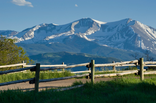 Mount Sopris and Wood Ranch Fence Scenic View.  ProPhoto RGB.