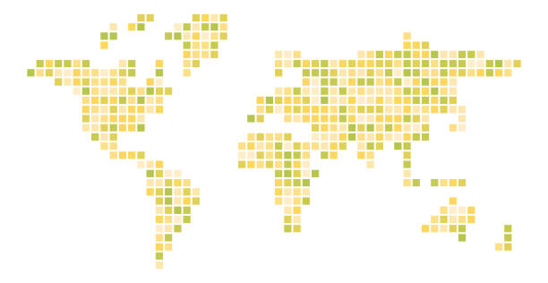 istock World map yellow mosaic of small squares. Vector illustration 1344233651