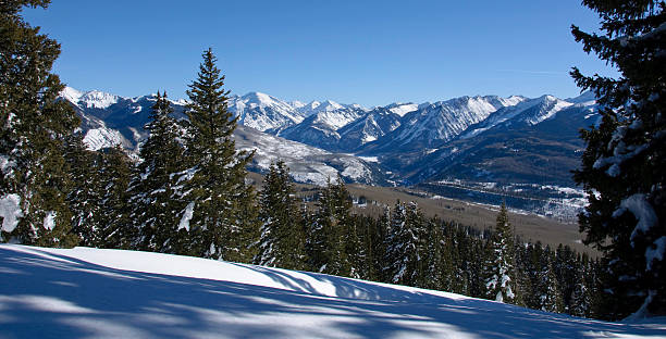 istock Panoramic Mountain Landscape in Winter From a High Viewpoint 134423401