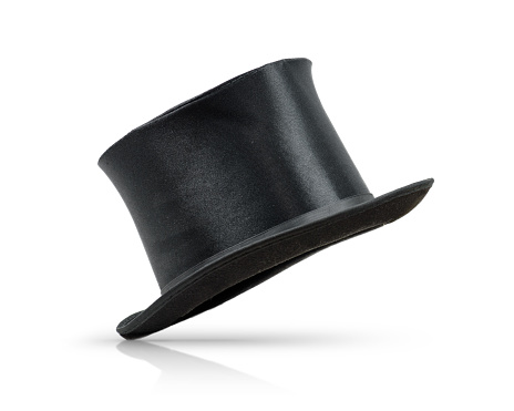 Retro top hat ready to wear on white background