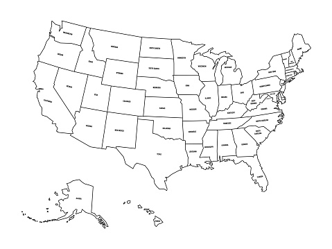 Political Map Of United States Od America Usa Simple Flat Black Outline ...