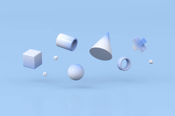 istock 3d rendering of geometric composition on blue background. 1344237688