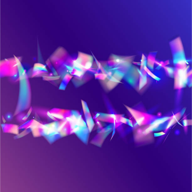 istock Falling Texture. Disco Burst. Retro Celebrate Serpentine. Hologram Glitter. Surreal Art. Festive Foil. Light Effect. Violet Shiny Glare. Pink Falling Texture 1344240021