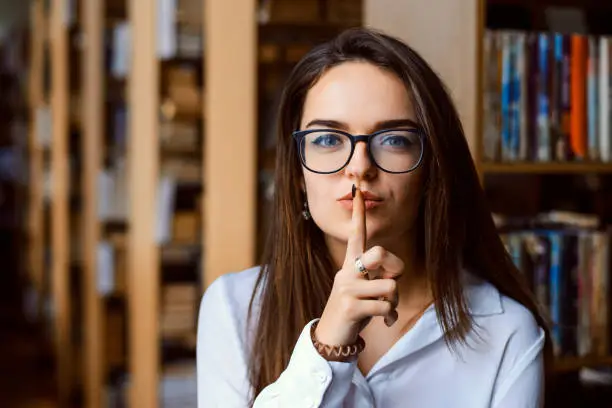 Female student in library