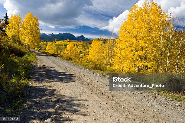 Strada Di Campagna Colori Autunnali San Juan Mountains Colorado - Fotografie stock e altre immagini di Ambientazione esterna