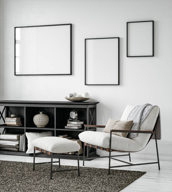 istock Mockup frame in scandinavian minimalist interior background 1344243390