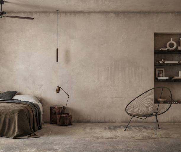 Earthy nomadic bedroom interior