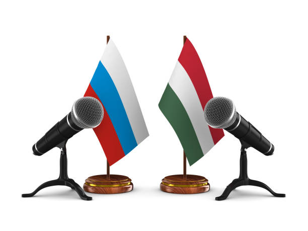 istock Relationship between Hungary and Russia on white background. Isolated 3D illustration 1344243739