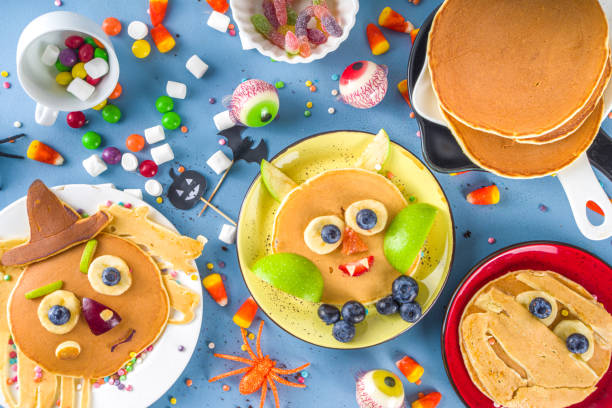 istock Funny monsters Halloween pancakes 1344243820