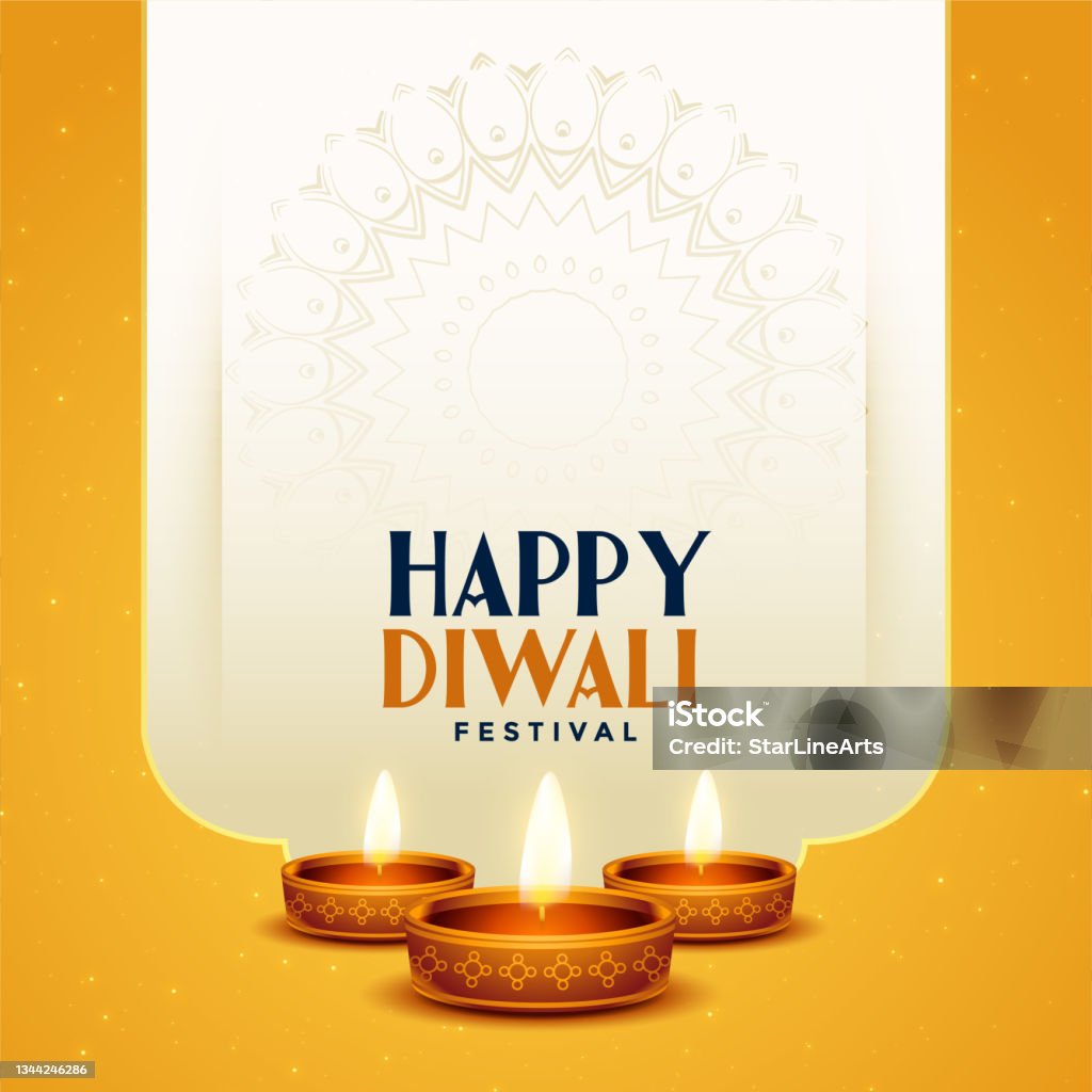 Nice Traditional Happy Diwali Background With Diya Design Stock ...