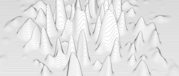 istock Abstract background with distorted line shapes on a white background. Monochrome sound line waves. 1344253038