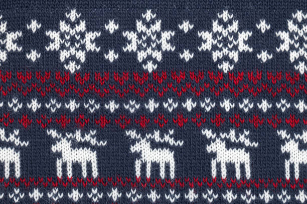 istock Knitted fabric cloth ornament with moose 1344255416
