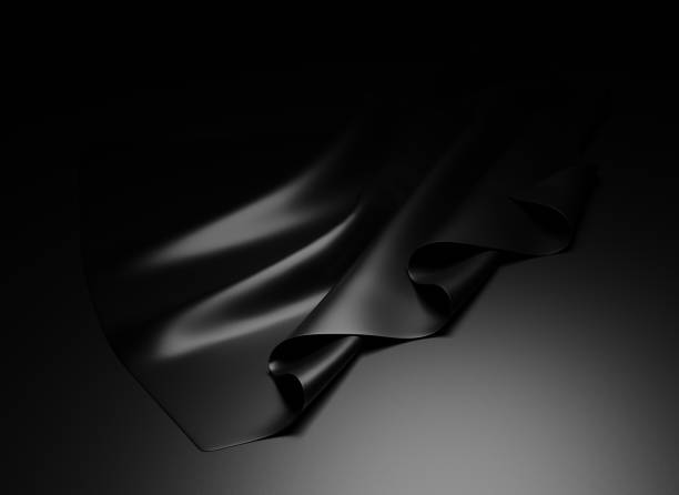 istock Black silk clothing on a black 1344255470
