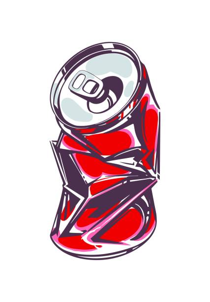 Empty wrinkled soda can, sketch. Empty wrinkled soda can, sketch. Vector illustration street art illustrations stock illustrations