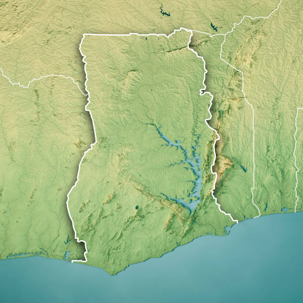 istock Ghana 3D Render Topographic Map Color Border 1344255784