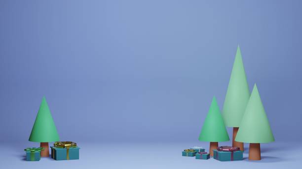 istock Christmas trees with gifts postcard 1344259599