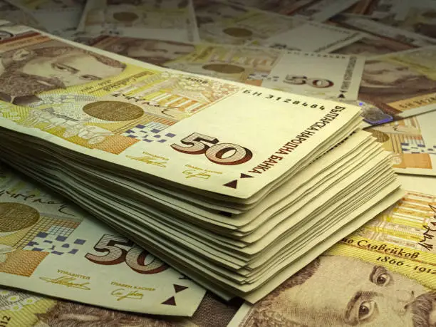 Photo of Bulgarian banknotes. Bulgarianlev bills. 50 BGN levove. Business, finance background.