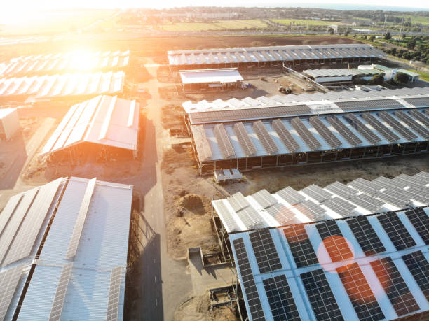 istock Solar panels power station field farm 1344261841