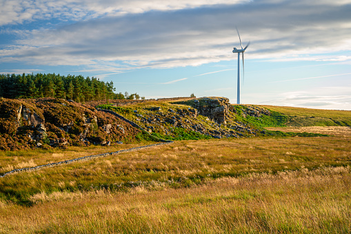 Green Rigg 18 turbine onshore Wind Farm located near Sweethope Loughs in Northumberland, England