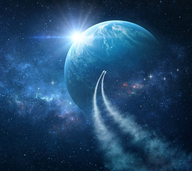 istock Space travel towards another planet 1344269149