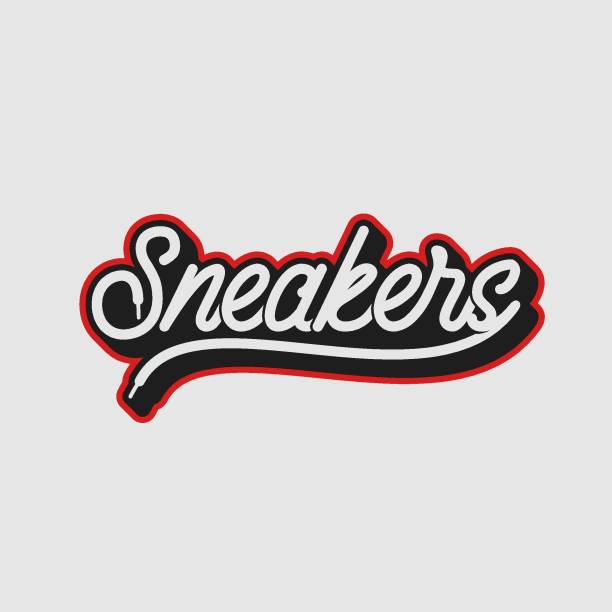 Sneakers lettering design. Sport shoes laces on white background Sneakers lettering design. Sport shoes laces on white background 10 eps shoelace stock illustrations