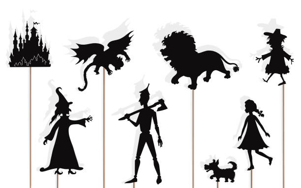 ilustraciones, imágenes clip art, dibujos animados e iconos de stock de títeres de sombras de cuento de hadas - dorothy