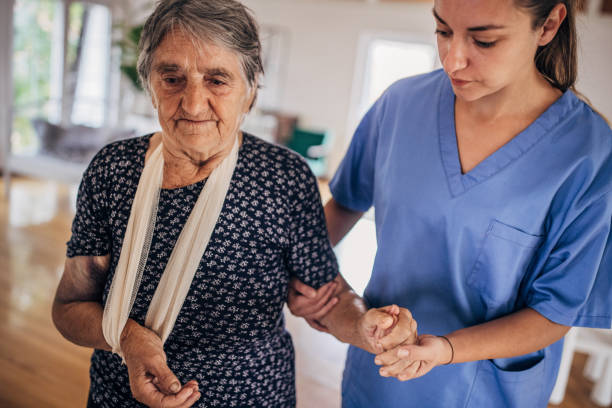 istock Nursing home, senior woman care 1344271120