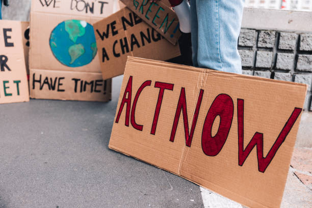 istock Close up on a group of activists holding their handmade protesting messages 1344273827