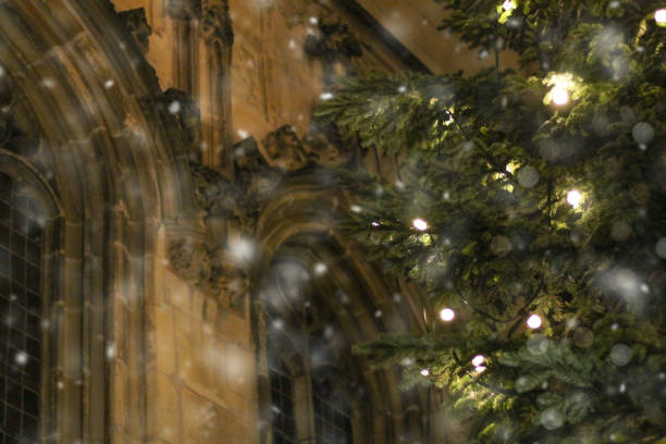 Christian Cathedral with Christmas tree