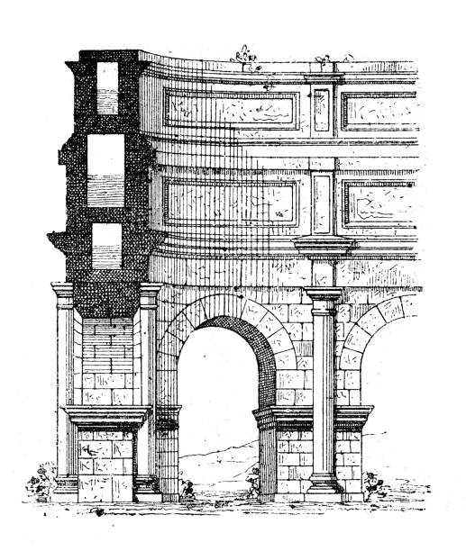 ilustraciones, imágenes clip art, dibujos animados e iconos de stock de ilustración antigua: acueducto - roman aqueduct