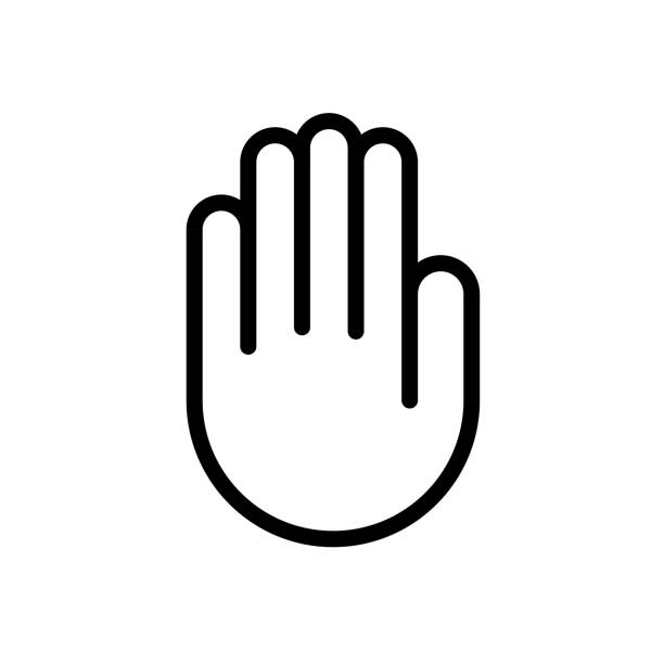 Hand icon isolated on white background, Simple line icon Touch symbol, Palm hand vector illustration Hand icon isolated on white background, Simple line icon Touch symbol, Palm hand vector illustration. stop stock illustrations