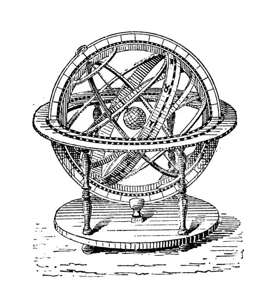 illustrations, cliparts, dessins animés et icônes de illustration antique : sphère armillaire - astrolabe