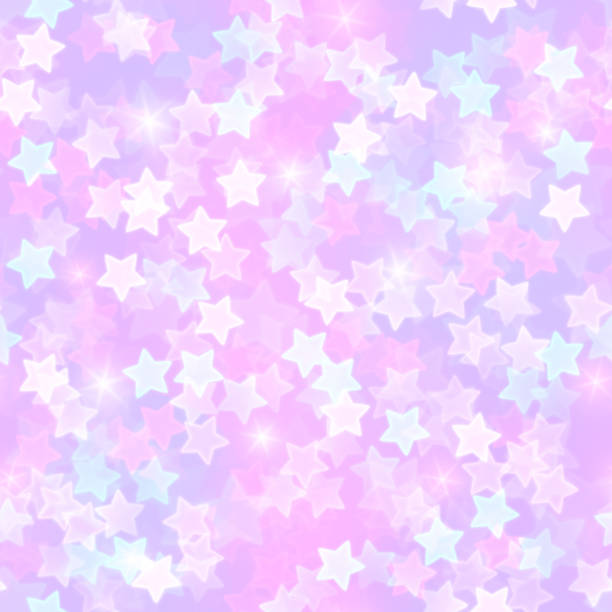 волшебный блестящий узор со сверкающими звездами - pastel colored backgrounds star shape light stock illustrations