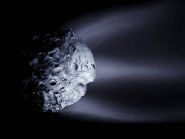 istock Surface of a large glowing comet on a black background. 1344283649