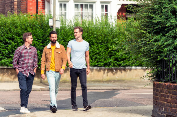 Three male friends in London