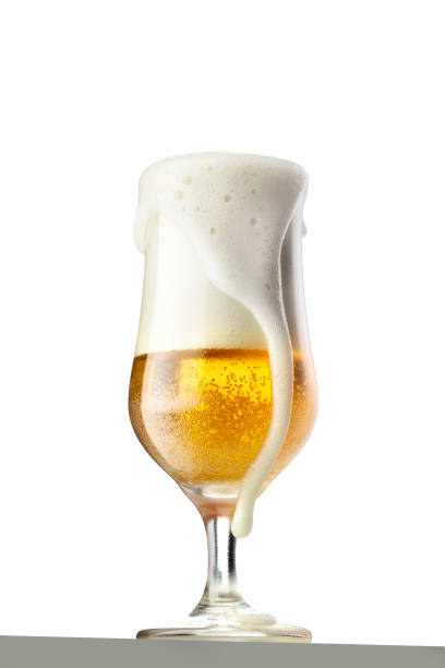 istock Beer glass or thin with foam. Isolated on white background. 1344289579